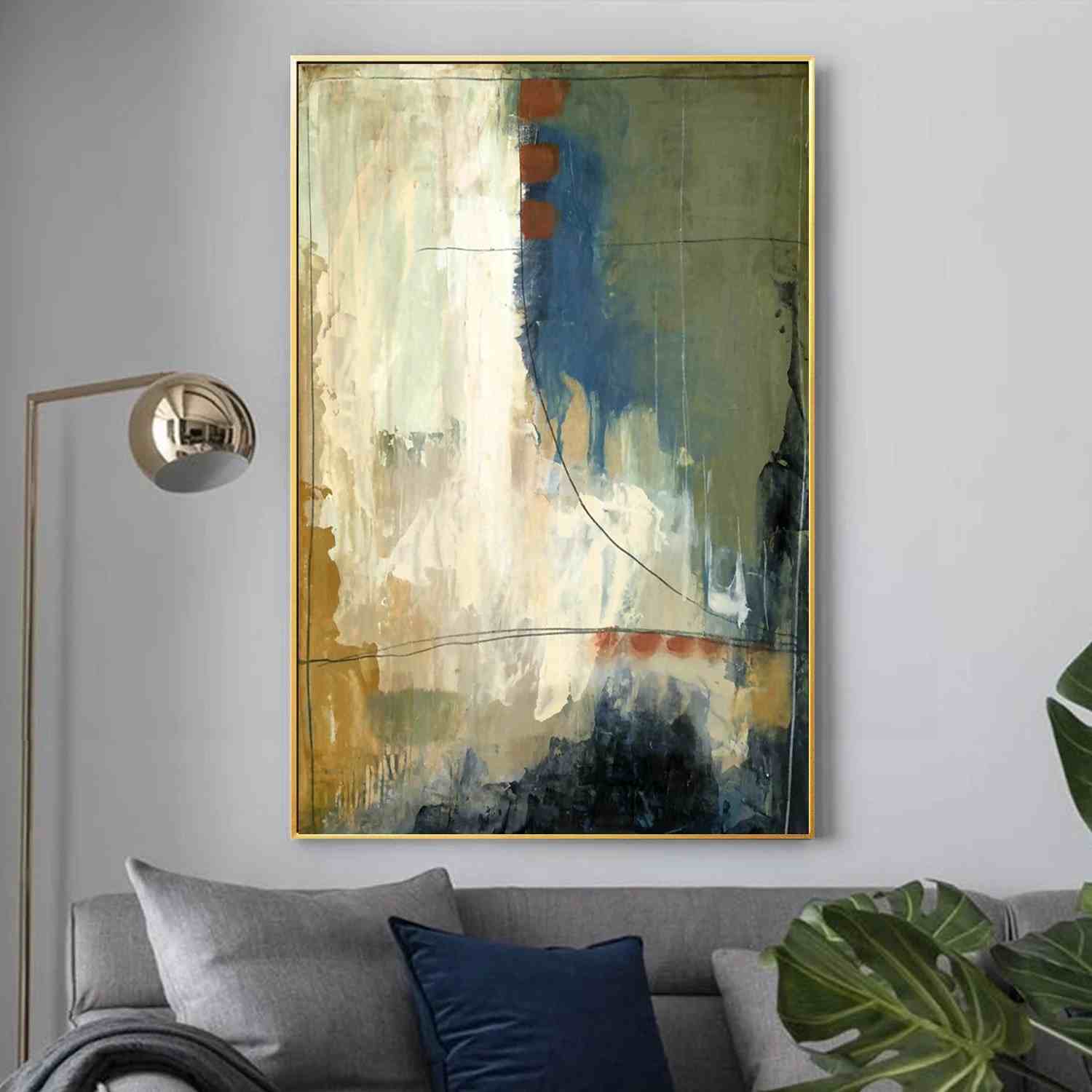 Canvas Original Hand-painted Green Acrylic Neutral Abstract Canvas C29CY